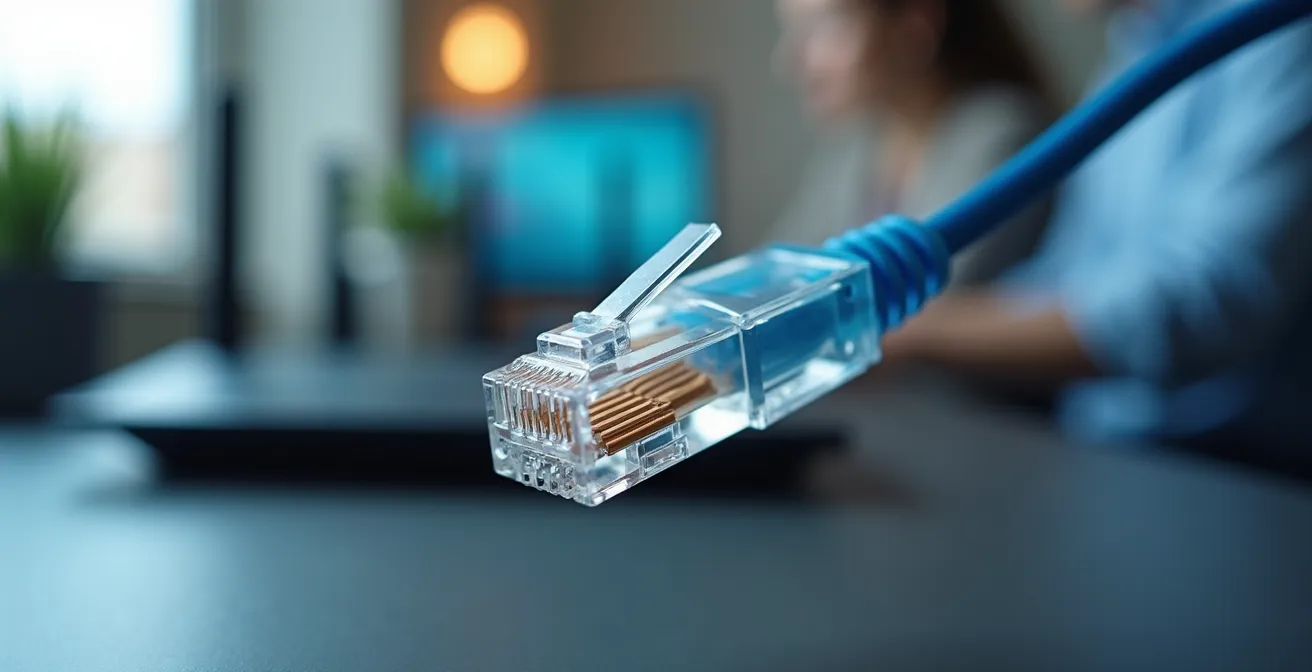 Comparaison visuelle entre connexion filaire et sans fil pour les communications professionnelles