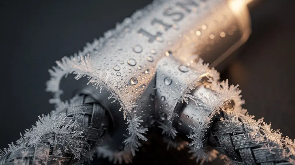 Gros plan macro d'un module électronique givré qui commence à se réchauffer, métaphore d'un cold start qui se résorbe.