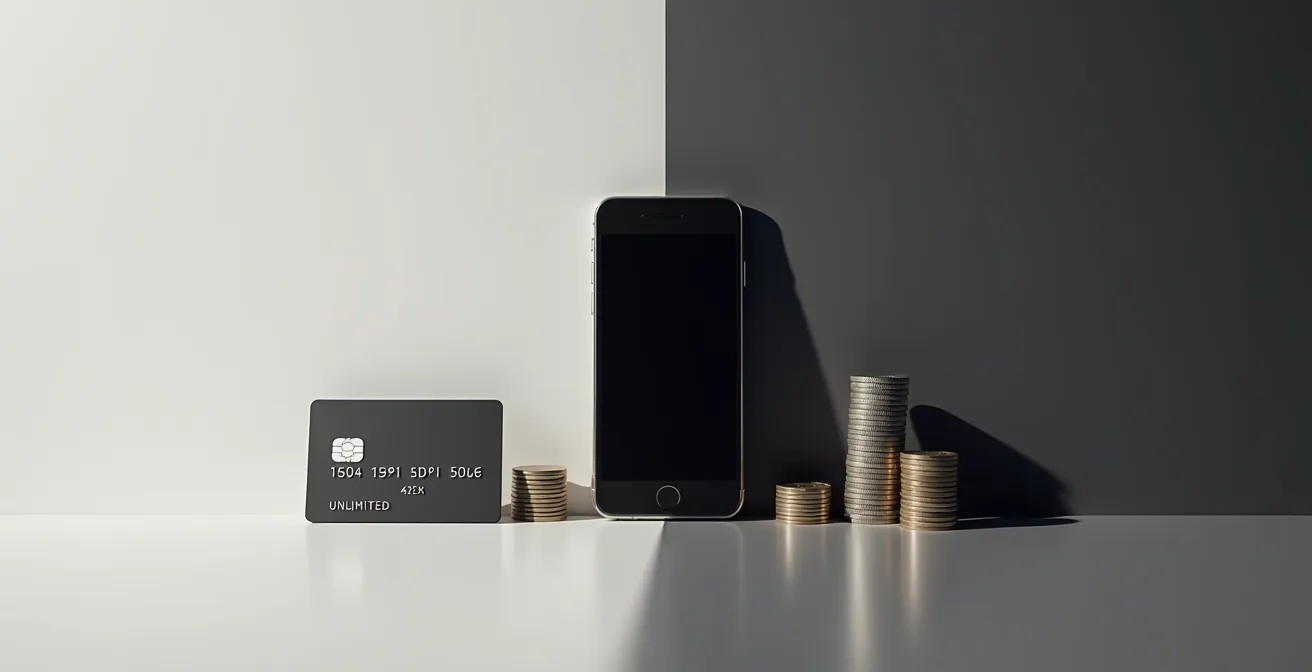 Comparaison visuelle entre carte sans contact et paiement mobile montrant la différence de plafond