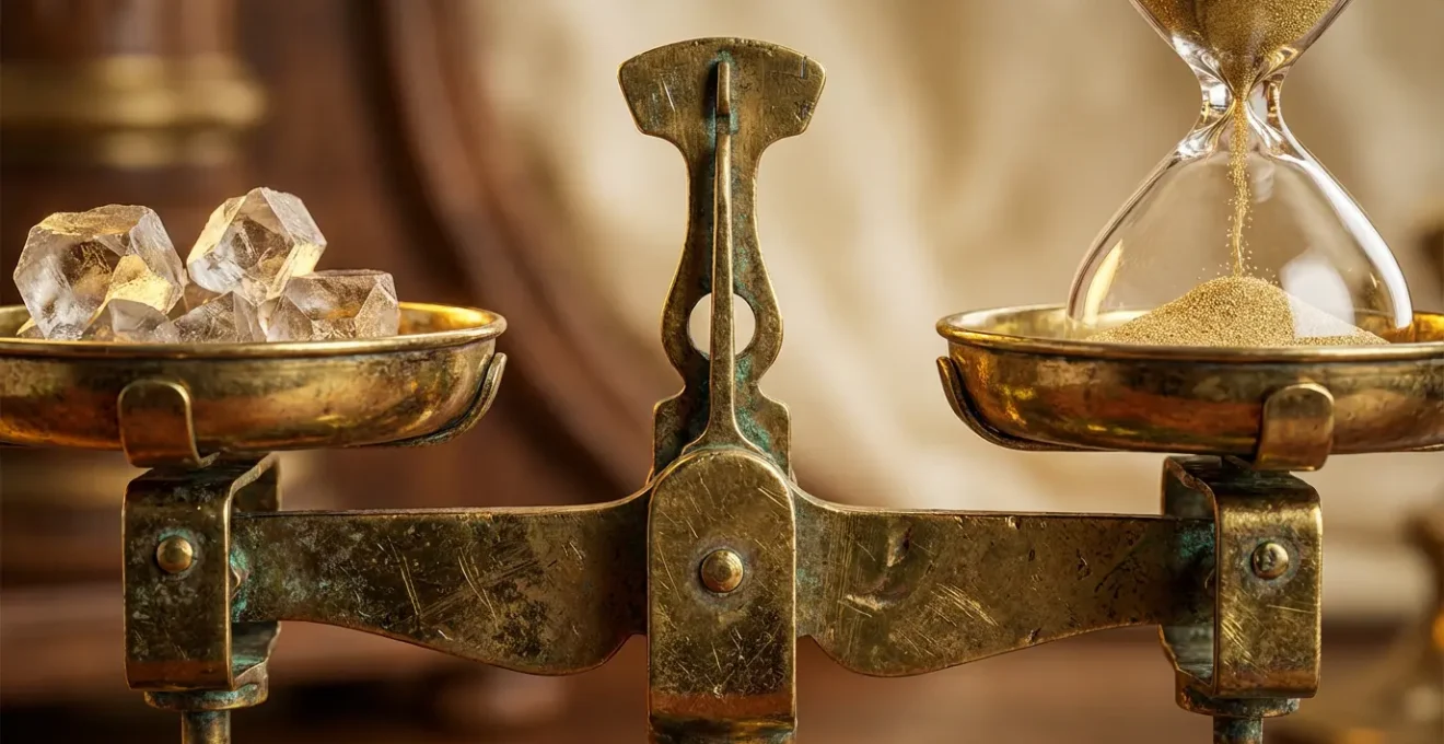 Balance équilibrée symbolisant le choix entre modèle freemium et essai gratuit