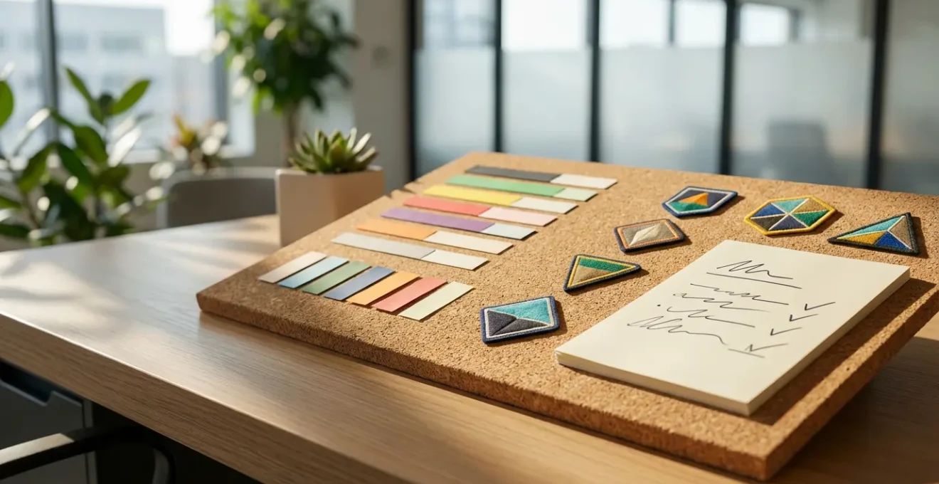 Espace de travail moderne avec tableau visuel représentant des objectifs sous forme de quêtes et niveaux de progression