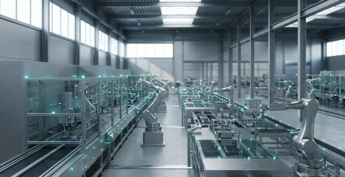 Capteurs IoT intelligents surveillant les équipements industriels dans une usine moderne avec analyse de données en temps réel