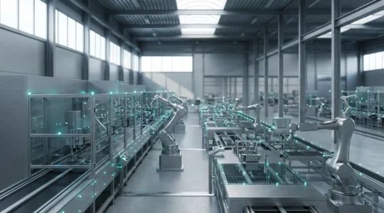 Capteurs IoT intelligents surveillant les équipements industriels dans une usine moderne avec analyse de données en temps réel