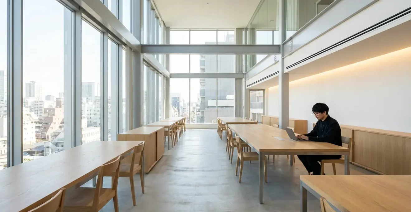 Un professionnel dans un bureau moderne et épuré, utilisant une technologie de neurofeedback pour améliorer sa concentration.