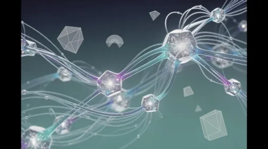 Vue conceptuelle d'un réseau de connexions lumineuses évoquant les connexions neuronales d'un second cerveau numérique