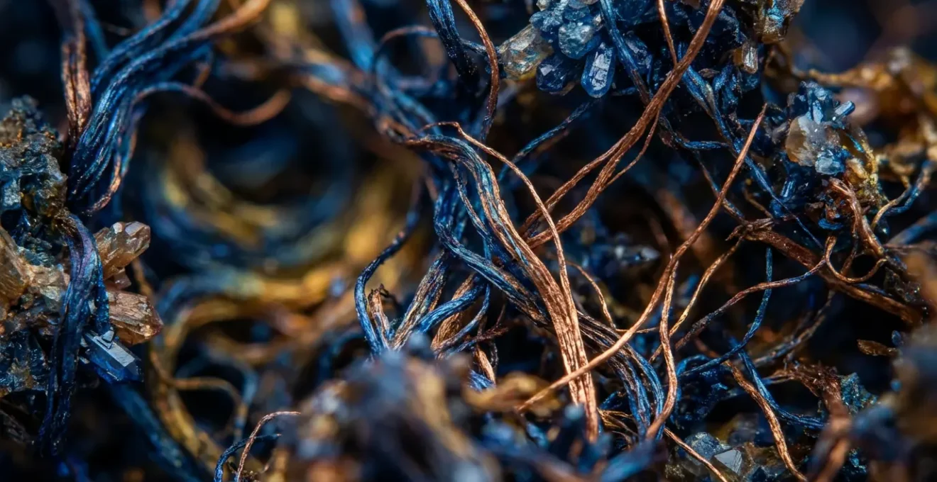 Vue macro de textures abstraites représentant la transformation d'un signal complexe en information claire