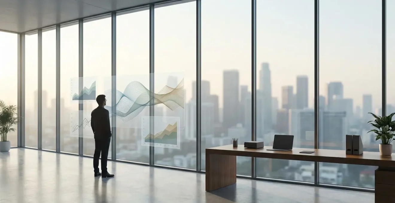 Professionnels analysant des données numériques sur plusieurs écrans dans un environnement moderne